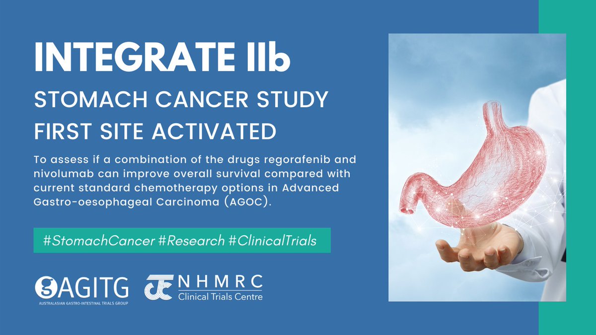 NHMRC CTC (@trialscentre) on Twitter photo We are on our way – INTEGRATEIIb study with <a href="/GICancer/">GI Cancer Institute and AGITG</a> activated its 1st site at Coffs Harbour Health Campus last week. One step closer to improving health outcomes for people with #StomachCancer. Congrats team! <a href="/MartinStockler/">Martin Stockler</a> <a href="/oncodocsydney/">Katrin Sjoquist</a> <a href="/LChantrill/">lorraine chantrill</a> <a href="/KoheiShitara/">Kohei shitara</a> We are on our way – INTEGRATEIIb study with <a href="/GICancer/">GI Cancer Institute and AGITG</a> activated its 1st site at Coffs Harbour Health Campus last week. One step closer to improving health outcomes for people with #StomachCancer. Congrats team! <a href="/MartinStockler/">Martin Stockler</a> <a href="/oncodocsydney/">Katrin Sjoquist</a> <a href="/LChantrill/">lorraine chantrill</a> <a href="/KoheiShitara/">Kohei shitara</a>