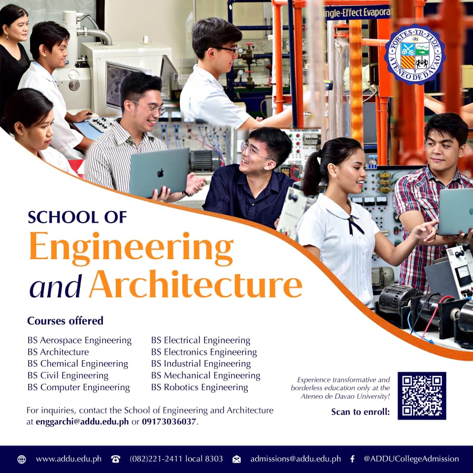 Ateneo de Davao on Twitter: "ENROLL NOW | The @ADDU_Official School of Engineering and Architecture does not simply develop technical competence by teaching theoretical concepts. It incorporates design thinking strategies to equip