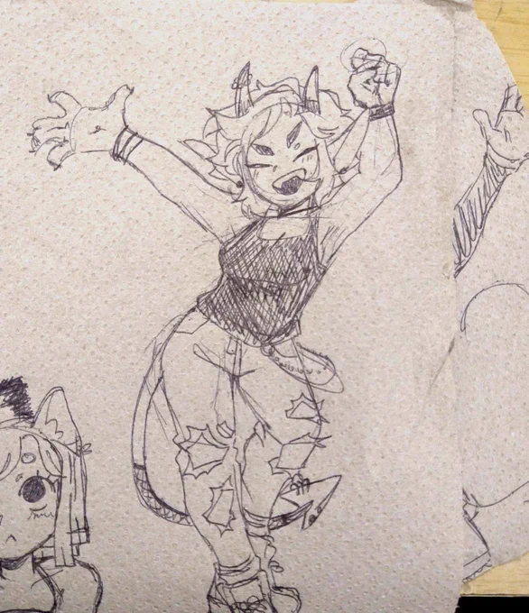went out to eat here's some stuff i sketched on tha napkins 