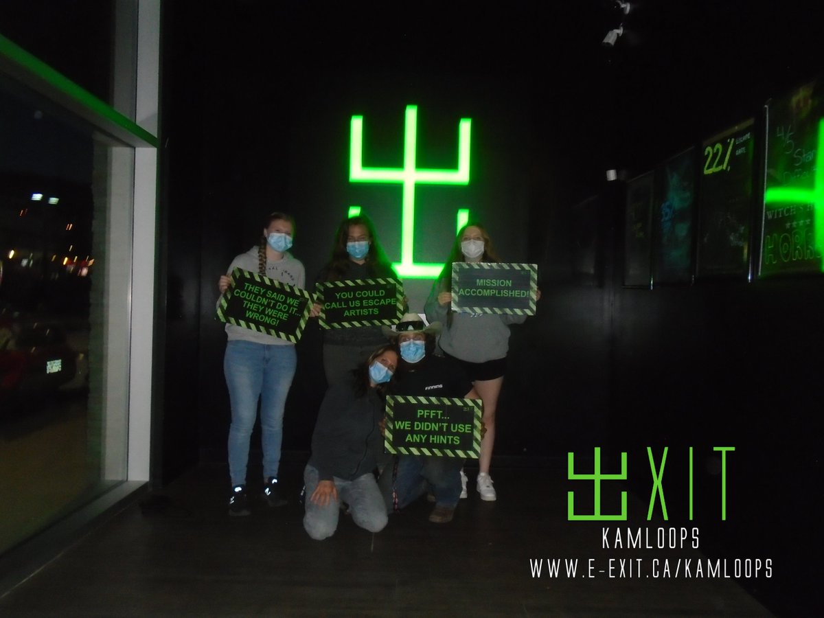 exitkamloops's tweet image. Here’s some of our awesome escapee’s from April 25th-May 2nd, 2021. Many failed and many succeeded! Test your wits today! #ExitKamloops #kamloopsescapegames
facebook.com/media/set/?van…