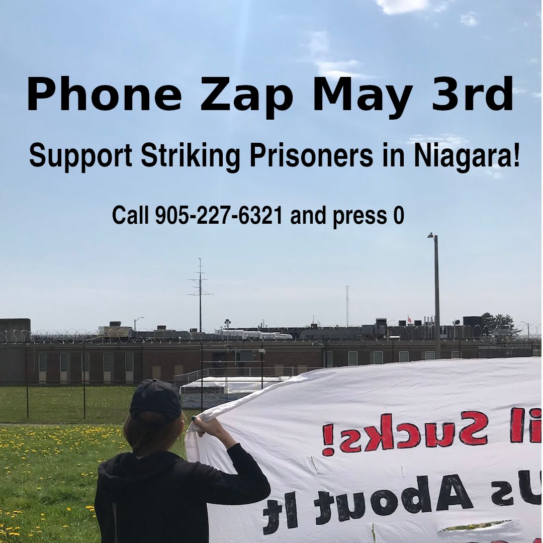 ProjectBarton's tweet photo. Niagara Hunger Strike enters third day

Admin retaliates against strikers, but let's show them that our loved ones on the inside are never alone

Phone zap tomorrow, May 3rd! Please call the Niagara Detention Centre, 905-227-6321 and press 0

Details:

https://t.co/8r3F1kueDZ https://t.co/gL5YArV6Kq