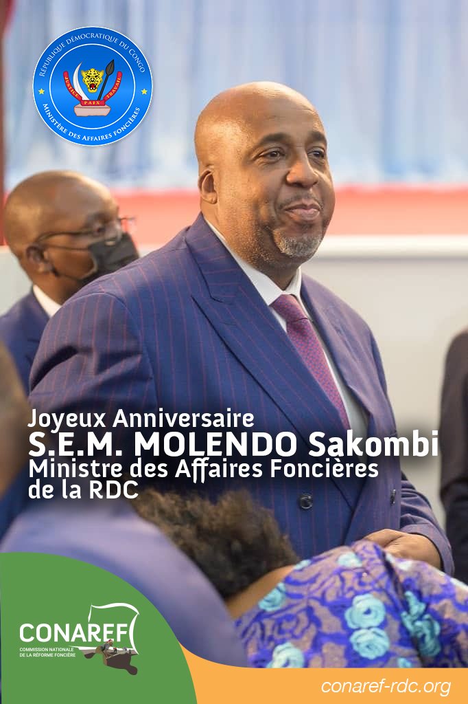 conaref-rdc.org (@conaref_rdc) on Twitter photo Happy birthday S.E.M. <a href="/molendosakombi/">SAKOMBI MOLENDO aimé</a>, Ministre des Affaires Foncières de la #RDC 🇨🇩
#CONAREF Happy birthday S.E.M. <a href="/molendosakombi/">SAKOMBI MOLENDO aimé</a>, Ministre des Affaires Foncières de la #RDC 🇨🇩
#CONAREF