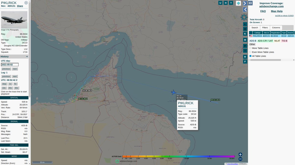 steffanwatkins's tweet photo. 🇺🇸 United States Air Force KC-10A Extender 86-0034 was #PIKLRICK on 2021-05-02, possibly tanker support for a strike in Afghanistan?

https://t.co/VIQf0Q0Z8R

#AE0131 #ADSBexchange #ADSB #ModeS #KC10 #Legend #LifeGoals #BucketList #RickandMorty #USAF https://t.co/1aFbtjENob