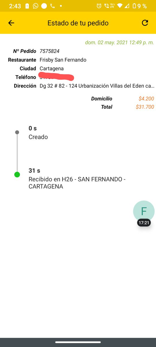 IvanRoyero's tweet photo. @frisbylohace mal servicio 2 horas y no llega el pedido y 30 minutos y tampoco contestan en servicio al cliente https://t.co/sv3kH6ZDS9