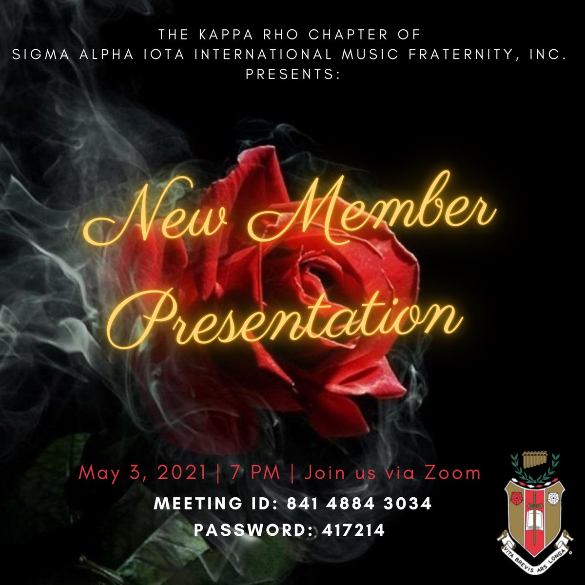 The Roses are COMING!! Join us tomorrow on Zoom at 7 PM CT to watch our upcoming Spr. 21 New Member Presentation for the Kappa Rho Chapter of Sigma Alpha Iota  International Music Fraternity Incorporated. 🌹🌹🌹🌹