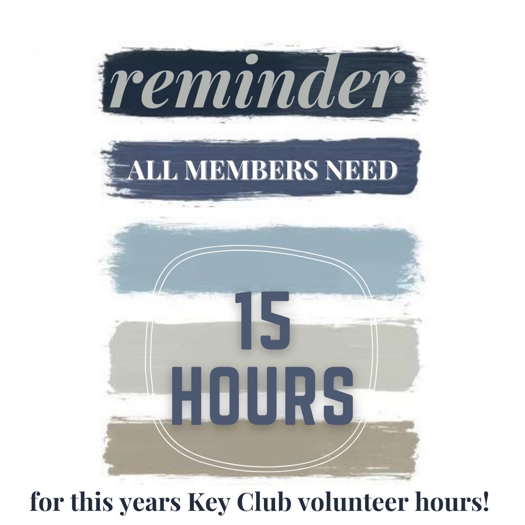 KeyLightridge's tweet image. Reminder that every Key Club member has to have 15 volunteer hours by the end of the school year! Hours can be logged on our club website, be sure to check the requirements on approved hours.
