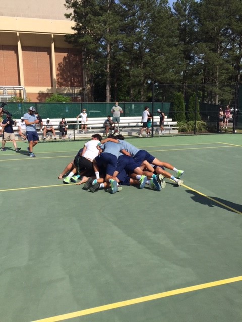 CAASports's tweet photo. Bruno Caula wins a three-setter at No. 1 as @UNCWMensTennis edges @WMTribeMTennis 4-3 to capture MTEN #CAAChamps https://t.co/zRroeWP1in