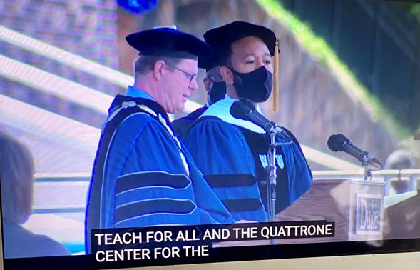 TeachForAll's tweet photo. “There is wisdom, strength, and power in community.” Congrats to @johnlegend #tfall global ambassador for receiving his honorary degree at @DukeU and for his longstanding commitment to supporting local changemakers all around the world. https://t.co/zNN64laOOi