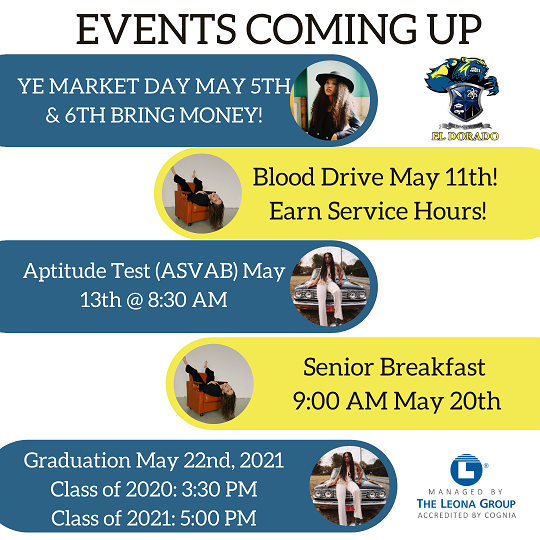 EldoAZ's tweet photo. The Wolverines ARE BUSY! Check out these events we have happening this week! #leonaleads #eldoeducates #busy #endofschool https://t.co/20MYnuiCww