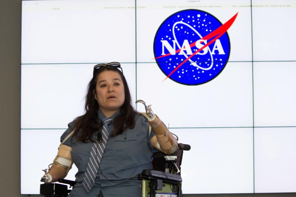 NASA's tweet photo. "With my disability, people tend to make assumptions about what I can and can’t do." In a new episode of our #GravityAssist podcast, hear Dana Bolles discuss how she has dealt with other people's assumptions, and her passion for inspiring students in STEM: https://t.co/01Guw9X12c https://t.co/RTCC29TvWh