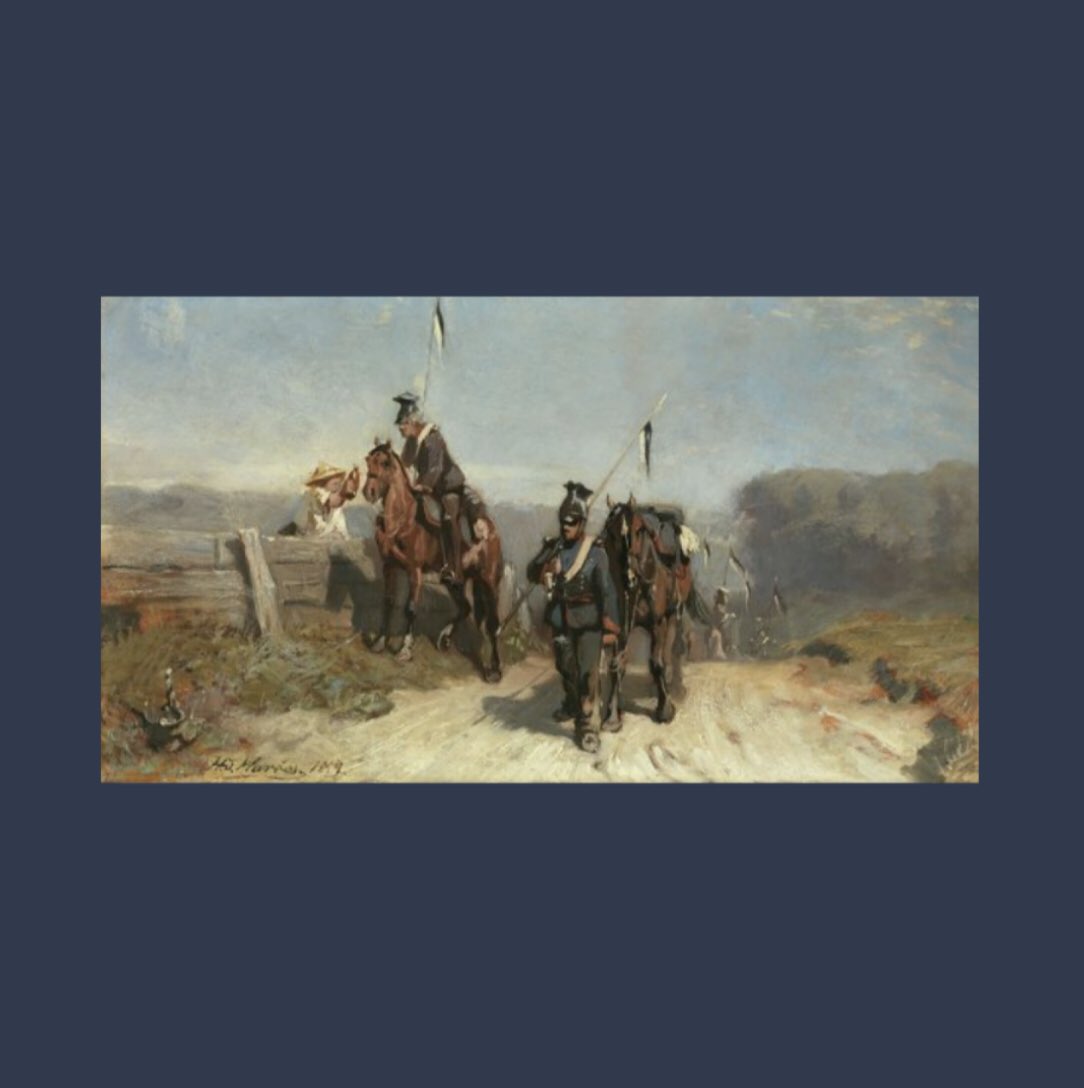 MonumentsMWfnd's tweet photo. #Issue39: Our Spring Newsletter 2021 highlights the still-missing works of prominent gallerist #MaxStern, including the painting above ‘Ulanen auf dem Marsch’ by German artist Hans von Marées (1837–1887). Few works by Von Marées can be found outside #Berlin institutions. https://t.co/Kp1zJjPjtf