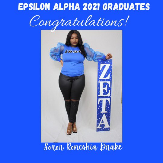 EAZetas's tweet photo. Congrats Soror Roneshia!! We love you! 🕊💙 #EpsilonAlpha #HBCUGrad #ZetasGraduate https://t.co/JaCKvwqIIP