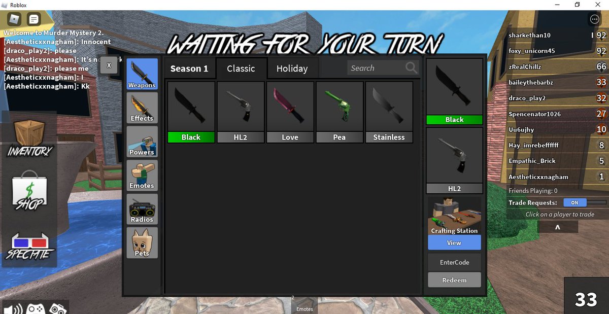 CinnamonBailey's tweet photo. trading my mm2 inventory for am pets! (sorry its so bad) #mm2 #mm2trading #adoptmetrading #adoptme #adoptmetrades https://t.co/SzV1HmI3DP