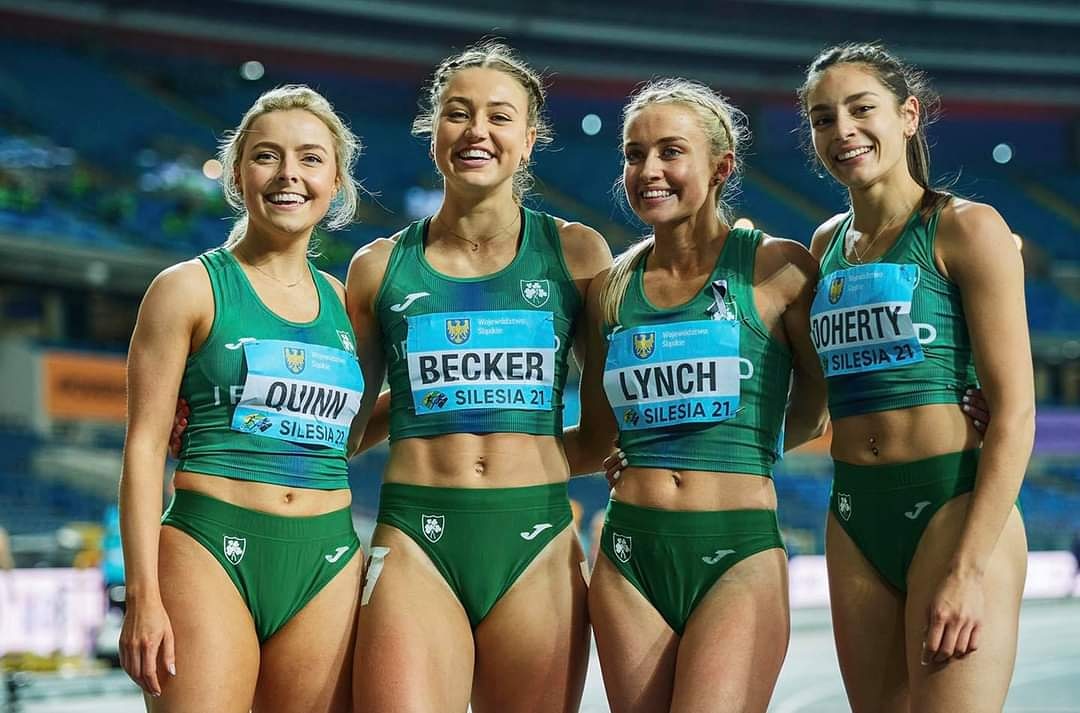 Well done to The Ireland women's relay team, from left, Aoife Lynch, Kate Doherty, Mayo's Sarah Quinn, Sophie Becker, Aoife Lynch & Kate Doherty who finished 2nd in their 4x200 metre final during the IAAF World Athletics Relays over in Poland!
Pic © SPORTSFILE. 
#iaafworlds