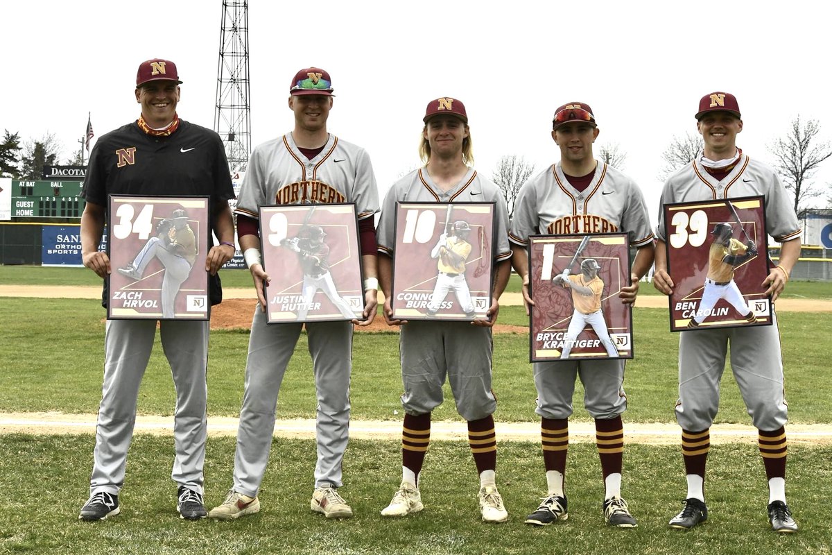 NSUWOLVES_BS's tweet photo. Today we honored our 5 Seniors Bryce Krattiger, Justin Hutter, Connor Burgess, Zach Hrvol and Ben Carolin. Thank you for all of your contributions to the program and to Northern State! #GoWolves https://t.co/wcfzQi6hwS