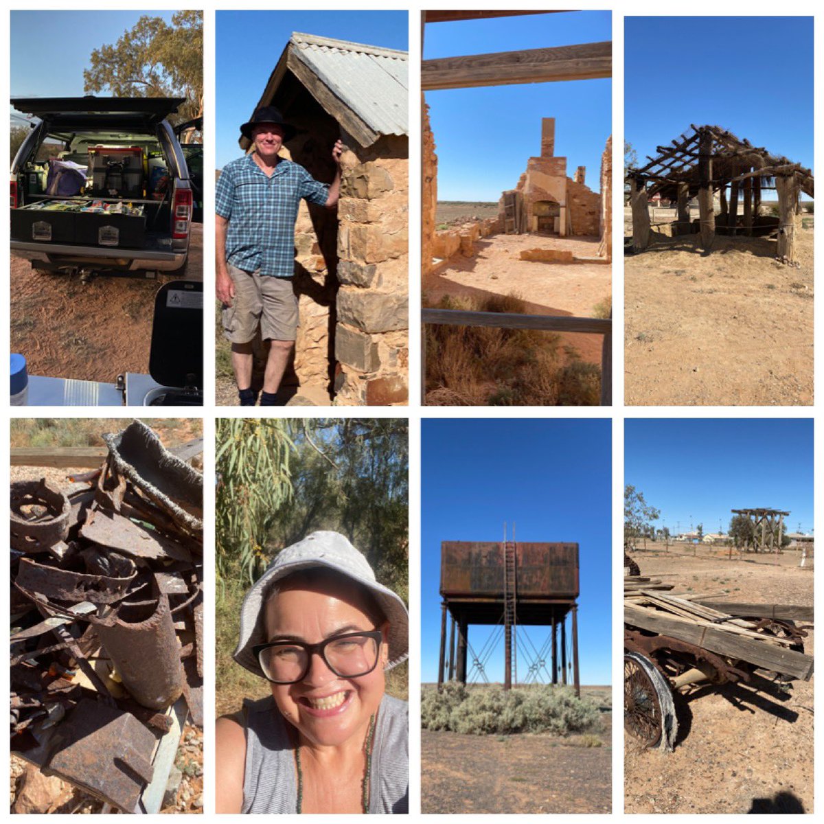 debbateman's tweet photo. Day 2: Farina to Marree and half way up the Birdsville track to Mungarannie ... 80 litres of water lost and some cables shredded but overall a wonderful day, ended with dark ale in the pub. #parentinggapyears #gloriousSA https://t.co/SpGsFYXzMF