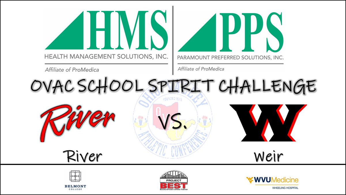 OVAC_Sports's tweet photo. FINAL ROUND
The OVAC HMS/PPS School Spirit Challenge Presented by @Whg_Hospital - Project Best - @BelmontCollege  

                  River Pilots   vs    Weir Red Riders 
              https://t.co/vidEup3cgk

Vote, Vote, Vote.... and GO! https://t.co/Hse7NBF1VP