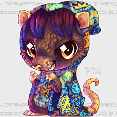 KiRAWRart's tweet photo. A "hood rat" custom for myself on @Aywas. Had a lot of fun designing that hoodie!
๐
#art #artwork #drawing #digitalart #artist #kirawra #rat #rats #hoodrat #puns #aywas #virtualpets #graffiti #hoodie #rodent https://t.co/A32q8oyhpv