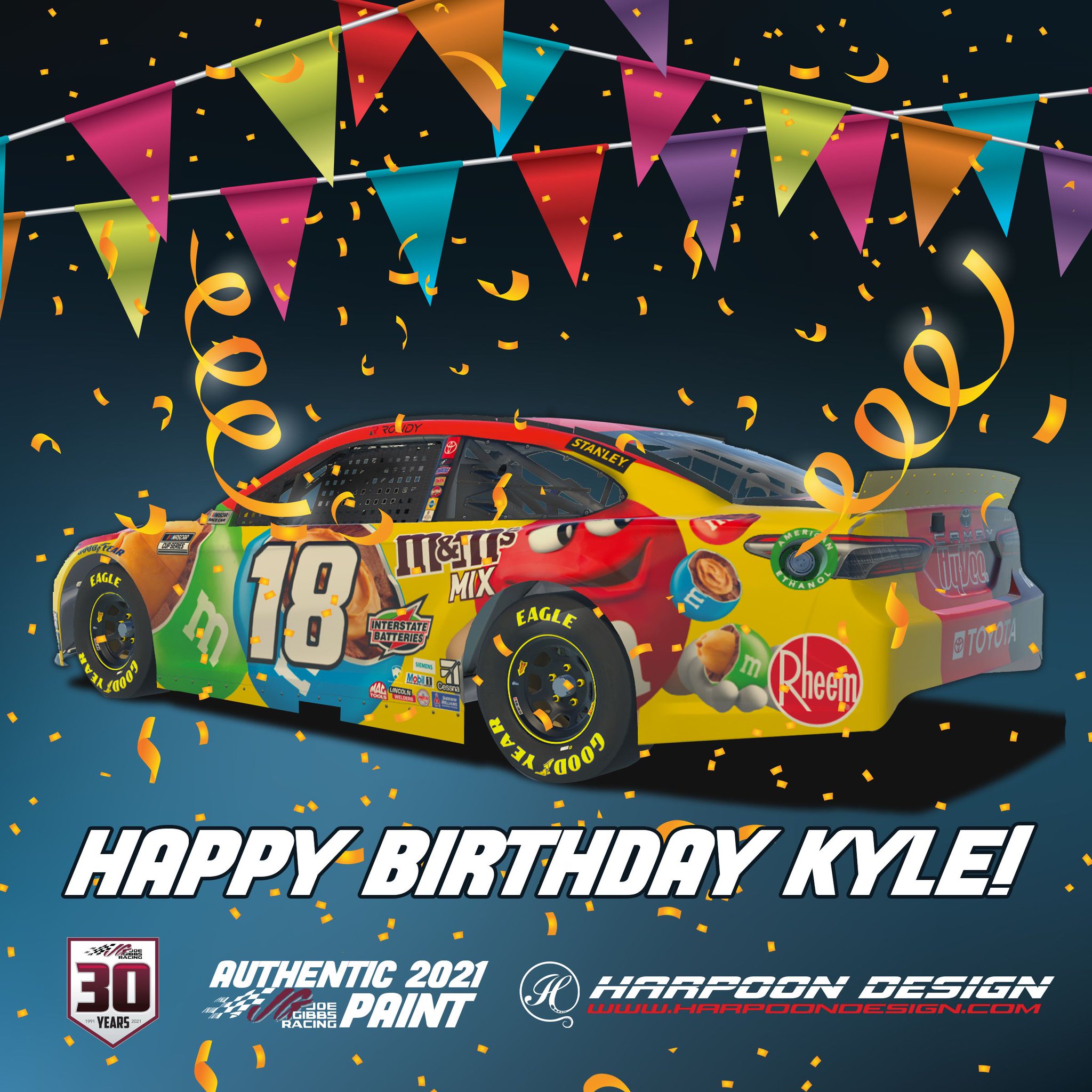 2021 Kyle Busch M&M Mix Kansas Camry. Congratulations, and Happy Birthday Kyle! 