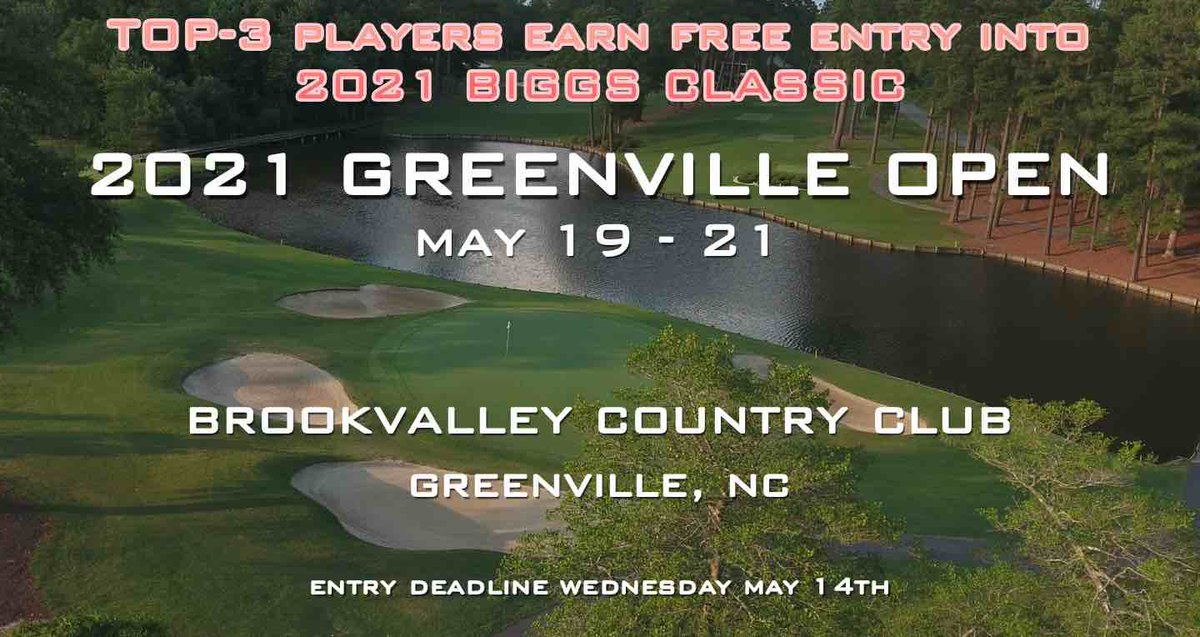 We are pleased to announce at this years 2021 GREENVILLE OPEN the top-3 players will earn a FREE ENTRY in the 2021 BIGGS CLASSIC (May 27-29). Come checkout the ever testing Brook Valley Country Club May 19-21.

gprotour.bluegolf.com/bluegolf/gprot…