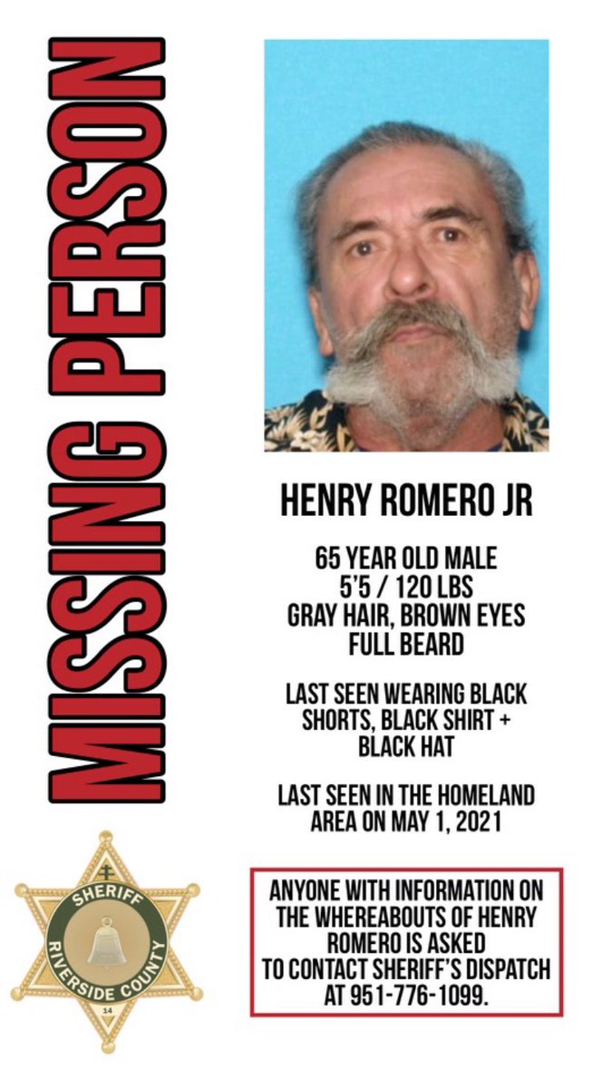Henry Romero was last seen in Homeland on May 1, 2021. If you have information o...