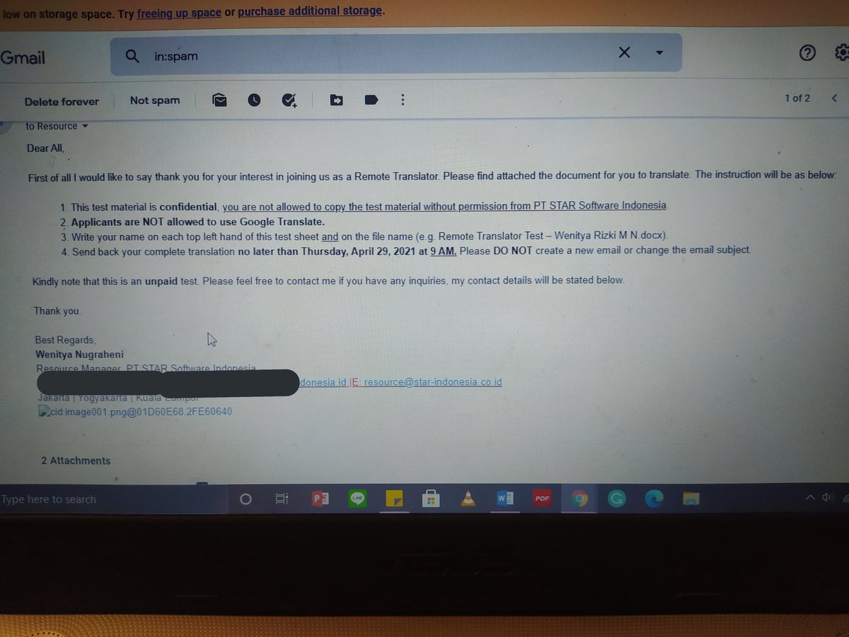 worksfess's tweet photo. Work! Nothing hurts more than telat baca email undangan tes yang masuknya ke folder spam:') https://t.co/fjVl8fhPPT