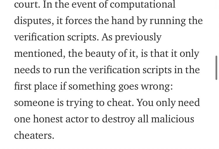 You can learn more about the  $TRU dispute resolution layer and verification protocol for  $ETH here: https://medium.com/@simondlr/an-intro-to-truebit-a-scalable-decentralized-computational-court-1475531400c3