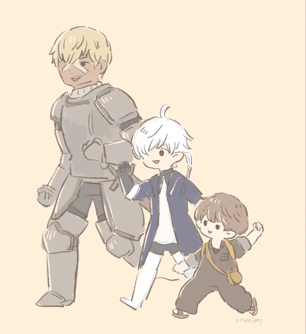 3人で財宝探しに行くエピソード、想像したら可愛くて好きだなぁ… #FF14らくがき 