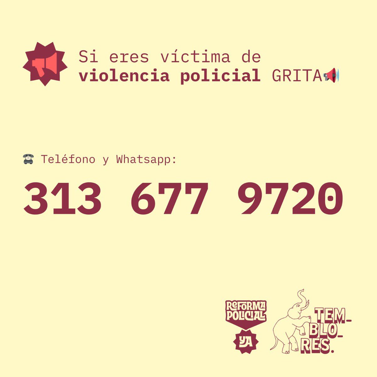 PizarroMariaJo's tweet image. #Atención 🔴 Le pedimos a la ciudadanía que se resguardar inmediatamente. No hay garantías, la represión es brutal!

🚨 Por favor cualquier denuncia de violencia policial: (envío de videos en vivo o con lugar y hora) 

@DefenderLiberta  👉🏼 3133921916. 📳

@TembloresOng 👇🏽