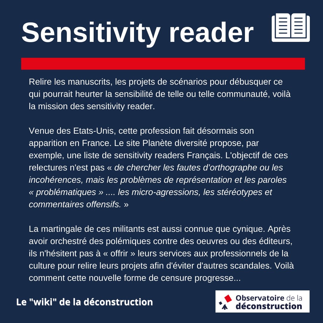 obswokisme's tweet image. 📖 Un #SensitivityReader, c’est quoi ?
#Définition