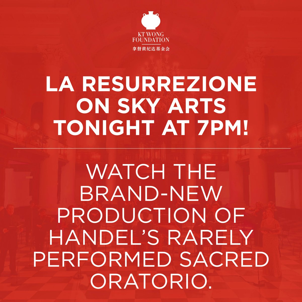 ktwonguk's tweet photo. Watch on SKY ARTS tonight at 7pm! A brand-new production of Handel’s rarely performed sacred oratorio – La Resurrezione. @SkyArts #englishconcert #harrybicket #lucycrowe #danielledeniese #lawrencezazzo #hugohymas #brindleysherratt #ktwongfoundation https://t.co/kthvTruxLH