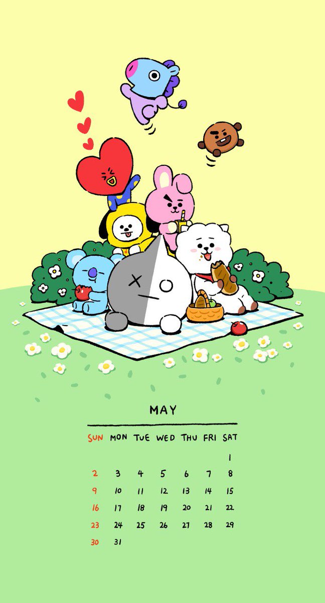 2503 Bt21 ５月のカレンダー 壁紙 愛されるために生まれたテヒョン