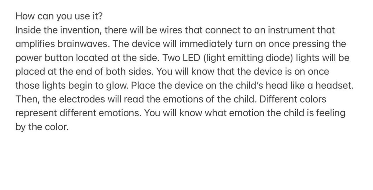 WPS_Year6's tweet image. 6 days to go! This invention by Mohammad 6A is an absolute game-changer!  Let me introduce you to...
&apos;The Autech&apos; - a device which can read the emotions of people with ASD. The headset amplifies brainwaves and displays the emotions on an LED light. Genius!