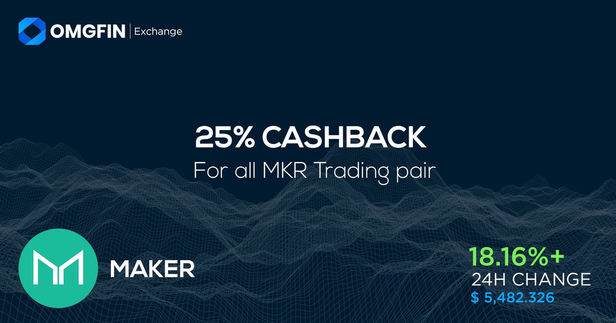 omgfin's tweet photo. For this day, the Biggest riser coin is MAKER, its rise up 18.16%. Get 25% cashback on trading fees at OMGFIN for all MKR Trading pair. @coingecko @CoinMarketCap #maker #makercoin #MKR https://t.co/BxKj829cUf
