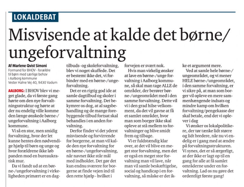 “Vi synes, det er så ærgerligt, at der ikke er lagt op til en gang for alle at få samlet områderne under en forvaltning. Lad os nu gøre det ordentligt første gang!” <a href="/AalborgKommune/">Aalborg Kommune</a> <a href="/nordjyskedk/">Nordjyske</a> <a href="/KastrupLarsen/">ThomasKastrup-Larsen</a>