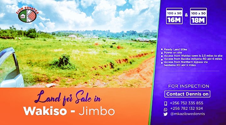 Dennis Kazibwe Mbaziira🇺🇬 (@mkazibwedennis) on Twitter photo <a href="/IamHaxx/">Ku Nasser 🇹🇿</a> #Hustle Buy a 50*100 plot here with a ready land title and power on site. Just 19km from city center. <a href="/IamHaxx/">Ku Nasser 🇹🇿</a> #Hustle Buy a 50*100 plot here with a ready land title and power on site. Just 19km from city center.