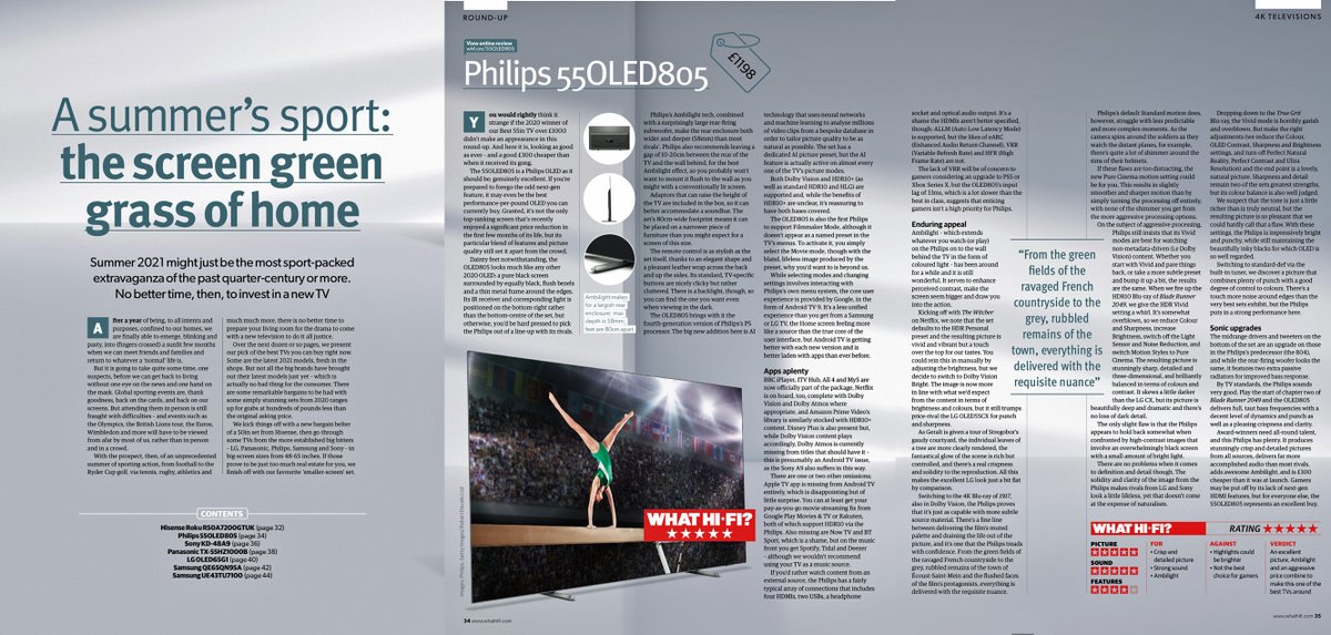 Ready for the 'Summer of Sport'? Most likely you will be enjoying all the Sports Events coming up from the comfort of your house...@whathifi features our Philips OLED805 as 1 of the BEST TVs to enjoy the Sports extravaganza in all its glory! #Philips #PhilipsTV #PhilipsOLED
