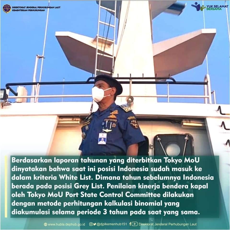 BeneteUpp's tweet photo. #KawanLaut, Pemerintah Indonesia dalam hal ini Kementerian Perhubungan cq Direktorat Jenderal Perhubungan Laut melalui Direktorat Kesatuan Penjagaan Laut dan Pantai (KPLP) berhasil membuat Indonesia masuk ke dalam kriteria White List dalam Tokyo MoU.

#DJPLKerjaDenganHati https://t.co/h3kj6VYIdm