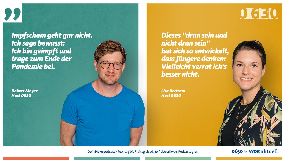 WDR aktuell (@wdraktuell) on Twitter photo Offen über die eigene Impfung reden? Oder aus Angst vor Neid nichts sagen - weil man selbst schon dran war, andere aber nicht? Im Podcast 0630 reden <a href="/lisabertram_/">Lisa Bertram</a> und @derrobertmeyer über ein neues Pandemie-Gefühl: Impfscham. www1.wdr.de/mediathek/audi… Offen über die eigene Impfung reden? Oder aus Angst vor Neid nichts sagen - weil man selbst schon dran war, andere aber nicht? Im Podcast 0630 reden <a href="/lisabertram_/">Lisa Bertram</a> und @derrobertmeyer über ein neues Pandemie-Gefühl: Impfscham. www1.wdr.de/mediathek/audi…