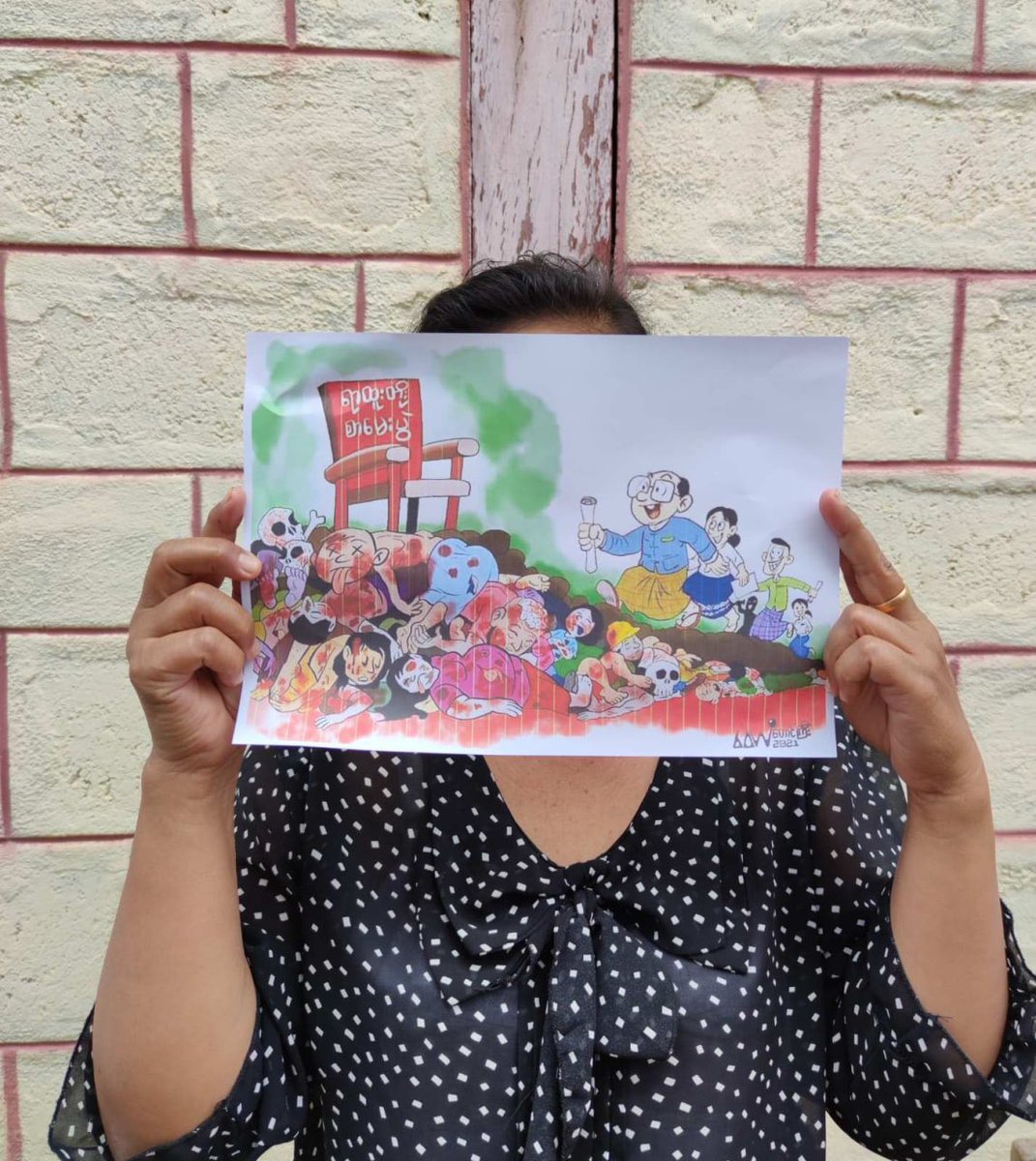 JeonLavendar20's tweet photo. Meaningful illustrations of #WhatsHappeningInMyanmar by youths in Hopone, Shan State. We will keep on protesting in every possible ways no matter how much Junta oppressed us violently.
#May3Coup
#MilkTeaAlliance  https://t.co/Pjfa1nvGvs