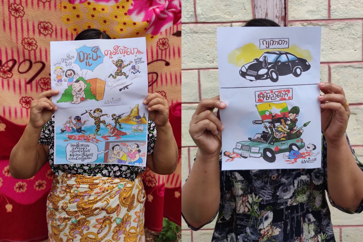 JeonLavendar20's tweet photo. Meaningful illustrations of #WhatsHappeningInMyanmar by youths in Hopone, Shan State. We will keep on protesting in every possible ways no matter how much Junta oppressed us violently.
#May3Coup
#MilkTeaAlliance  https://t.co/Pjfa1nvGvs