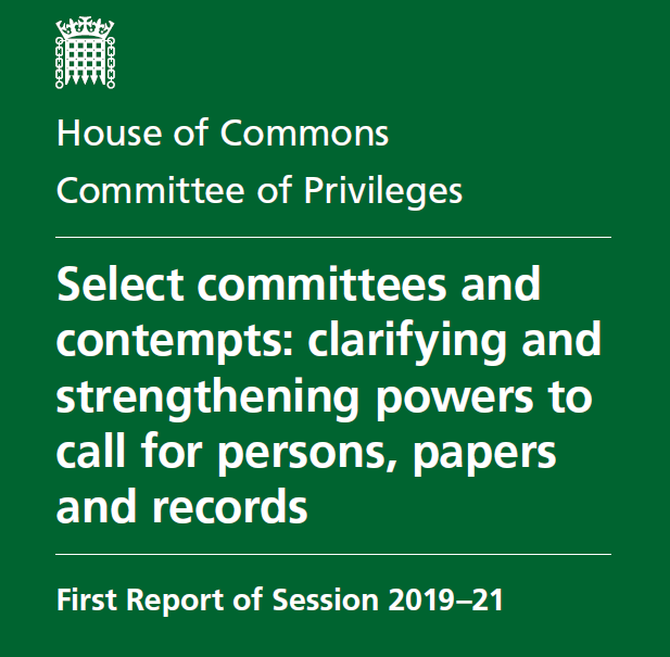 🔔 We’ve published our report into Select committees and contempts. 📄 We've set out new proposals to strengthen select committee scrutiny and ensure fair treatment of witnesses. ⤵️ See our key recommendations here: bit.ly/2RkqS1U