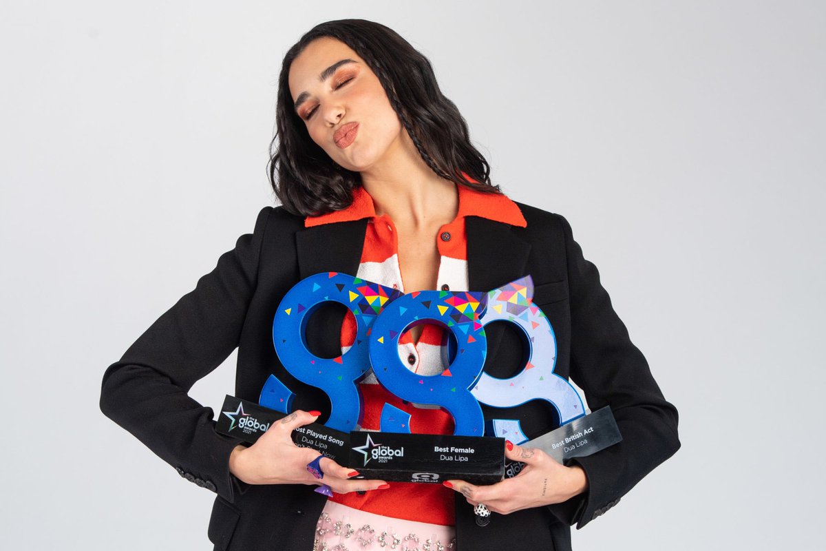 🏆| @DUALIPA wins 3 awards at #TheGlobalAwards! 

🏆 Best Female
🏆 Best British Act
🏆 Most Played Song of the Year

— She is now the most awarded solo artist of all time at this award show (6)!