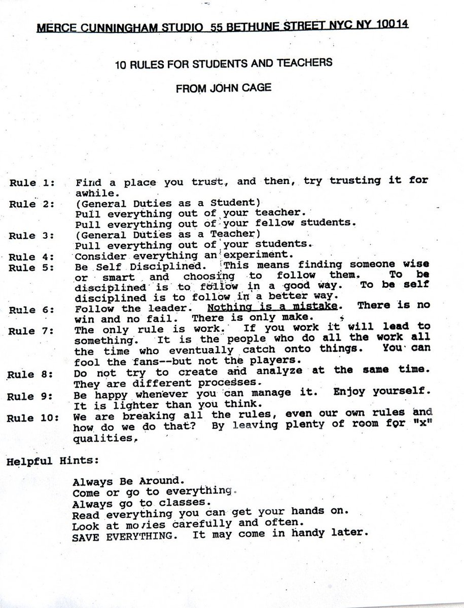 Ten rules from John Cage.
#creation