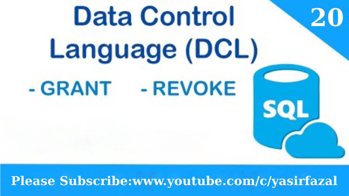 YasirFazal8's tweet image. What is (DCL) Data Control Language?
Learn More: youtu.be/dil21NRfsqk
#dcl #DataControlLanguage
#whatisdcl #whatisdatacontrollanguage
#dclindatabase #dclindbms #dclstatements #whataredclcommands #grant #revoke #mondaythoughts #MondayMotivaton