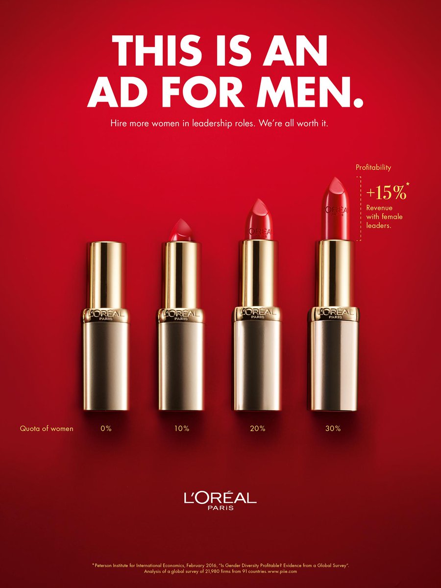 creapills's tweet photo. Quand L’Oréal détournait ses produits pour valoriser l'effet positif des femmes dans le leadership des sociétés. Belle campagne 👏

Agence : McCann Düsseldorf (2019) https://t.co/U4JOxcnolm