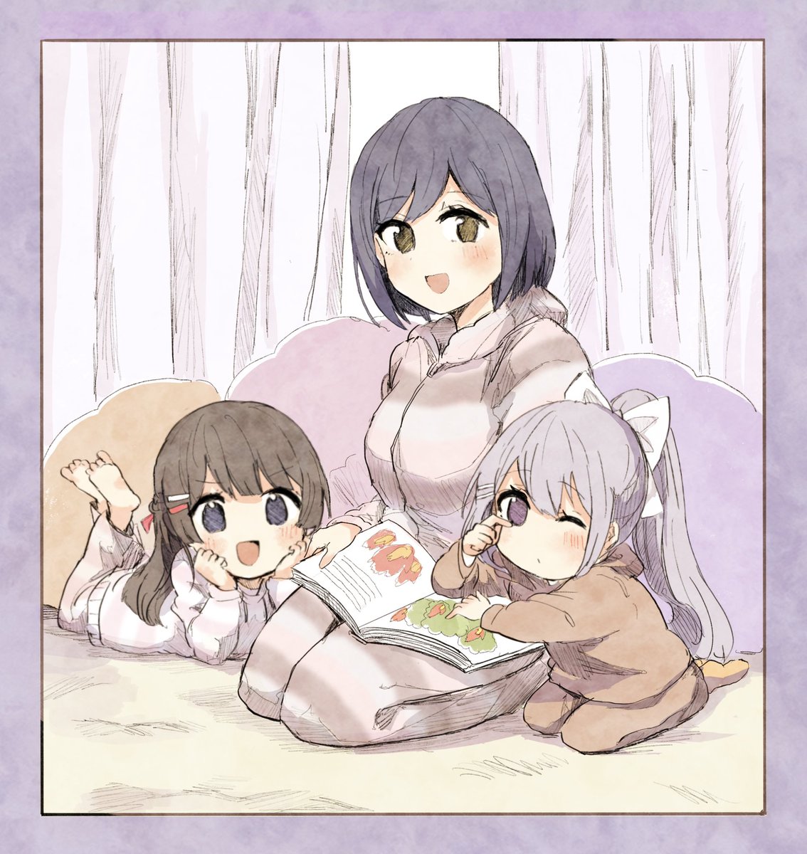 寝る前の読み聞かせ お粥のイラスト