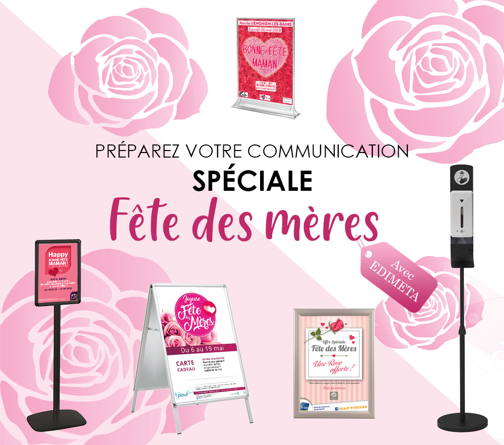 Edimeta's tweet photo. Préparez votre #communication pour la #fêtedesmères ! 

EDIMETA vous offre l’opportunité de sublimer vos offres et opérations spéciales grâce à une large gamme de #présentoirs robustes et de porte-affiches design.

Rendez-vous dès maintenant sur https://t.co/oqBPA4r7hz https://t.co/wpFuCJFtoc