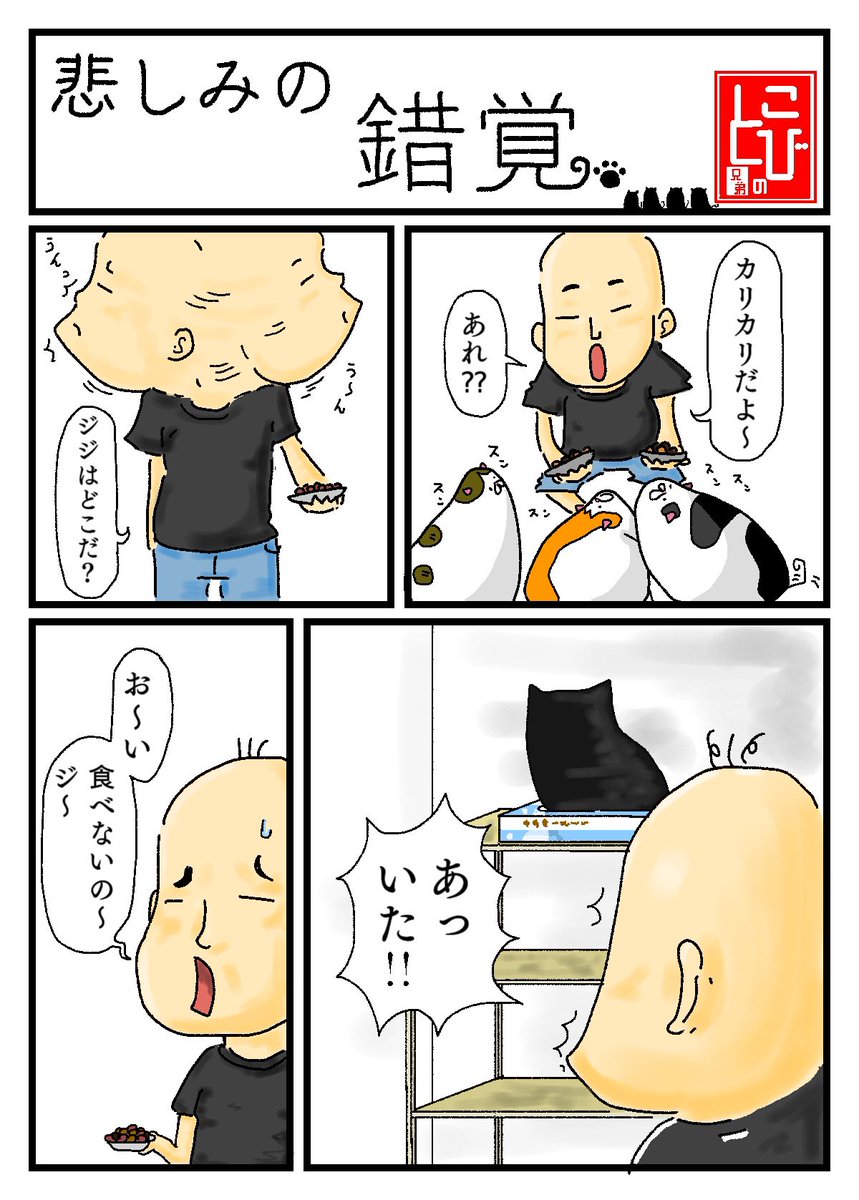 #錯覚 #悲しみ #ポリ袋 #セリア #黒猫 #ジジ #猫 #漫画 #イラスト #漫画が読めるハッシュタグ 