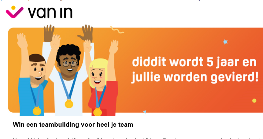 Ingridstes's tweet photo. #diddit onlineleerplatform @UitgeverijVanIn bestaat 5 jaar. Dat vieren we een heel schooljaar lang. Wil jij je leerkrachtenteam op een leuke teambuildling trakteren (zodra de Corona-maatregelen het toelaten)? Nomineer dan nu je team! https://t.co/JPceNQg6ex
#vaninformeert https://t.co/Qbgb9jMJ09
